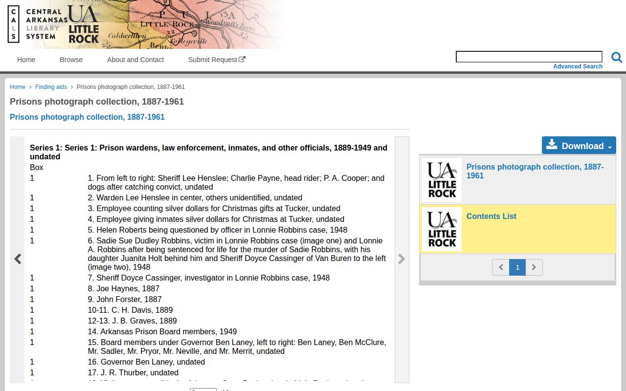 Arkansas prison history photograph collection finding aid for archival correctional records