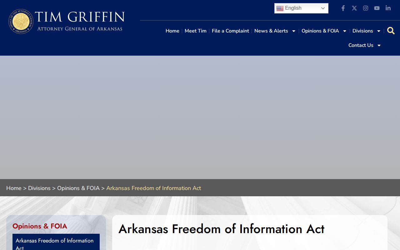 Arkansas public-records guidance for requesting a county booking record